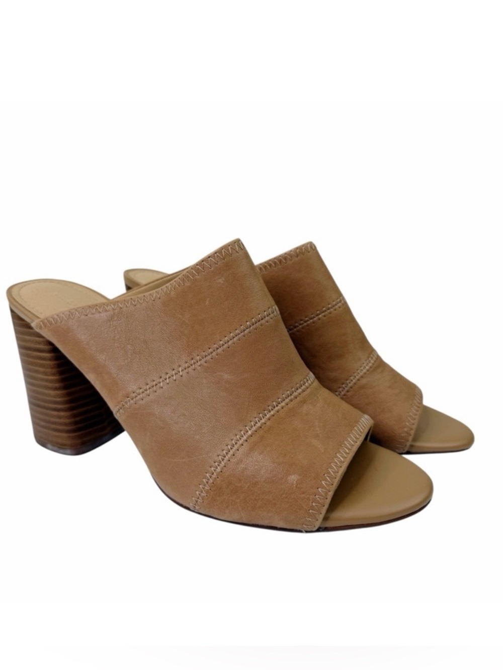 Gibson Latimer Goat Leather Sandals Tan Brown Block Heel Open Toe Womens Size 11